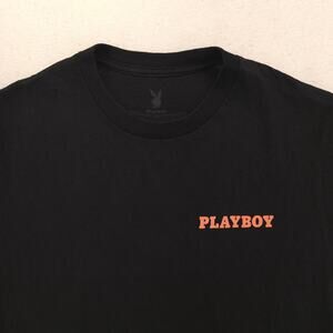 Playboy Graphic Casual Short Sleeve Crew Neck T Shirt Mens Size Small S Black